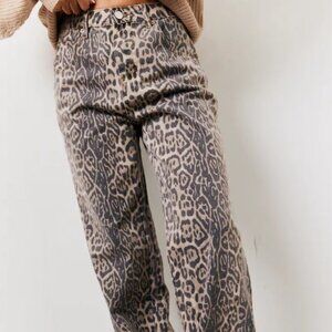 UK brand Leopard print wide leg jeans